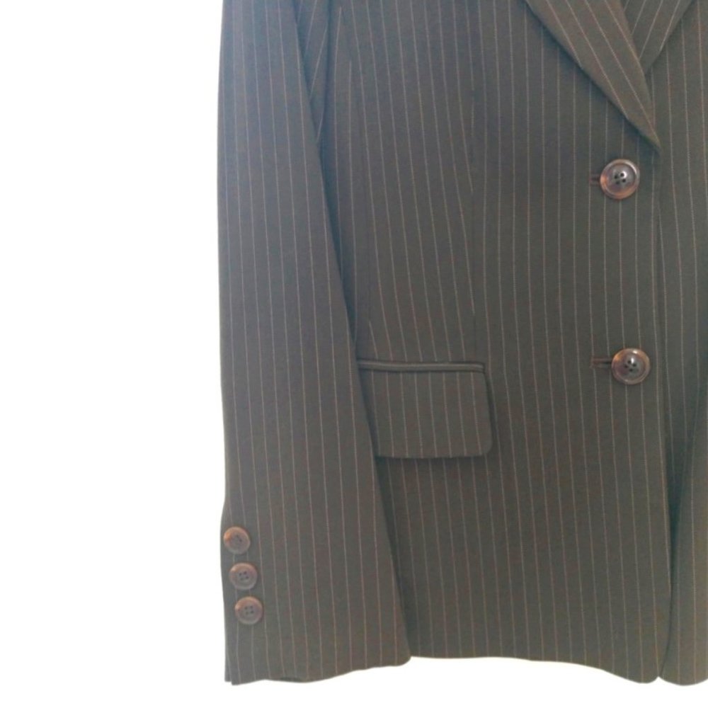 J.R. Boutique dark brown pinstripe 2-piece business suit M